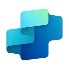 Stylized blue and teal geometric logo with overlapping shapes.